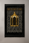 Classic Soft Prayer Mat – Black & Gold Lantern Design | Premium Islamic Janamaz