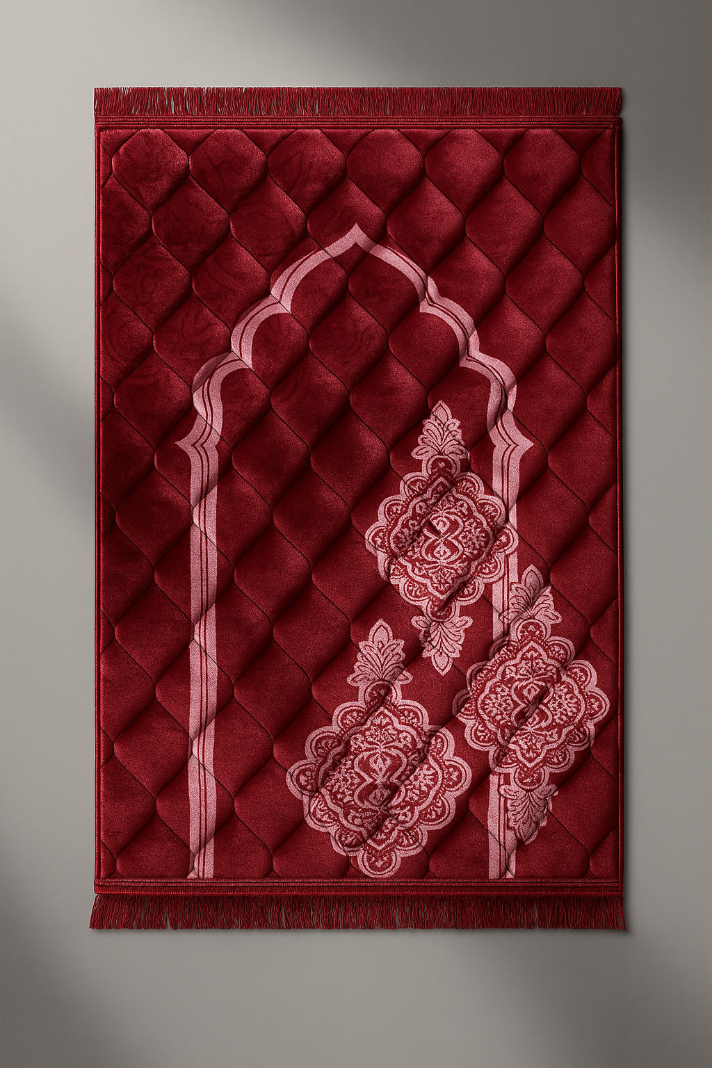 Classic Soft Velvet  Prayer Mat – Maroon Elegance Edition