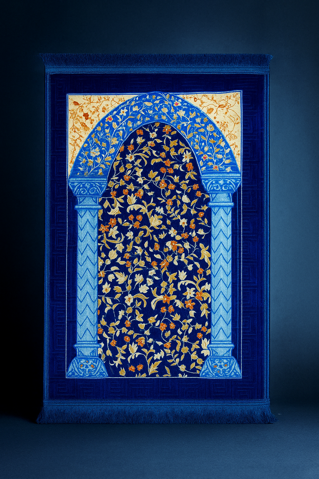 Luxury Turkish Velvet Prayer Mat – Red Floral Islamic Janamaz