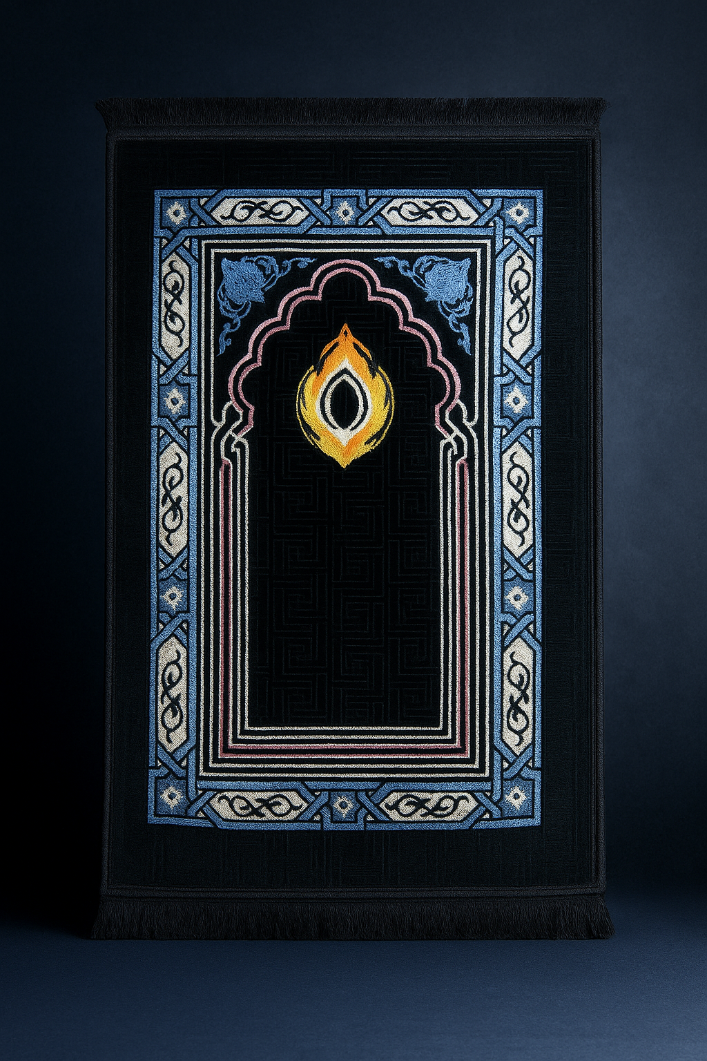 Luxury Turkish Velvet Prayer Mat – Red Floral Islamic Janamaz