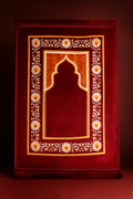 Luxury Turkish Velvet Prayer Mat – Maroon & Golden Design