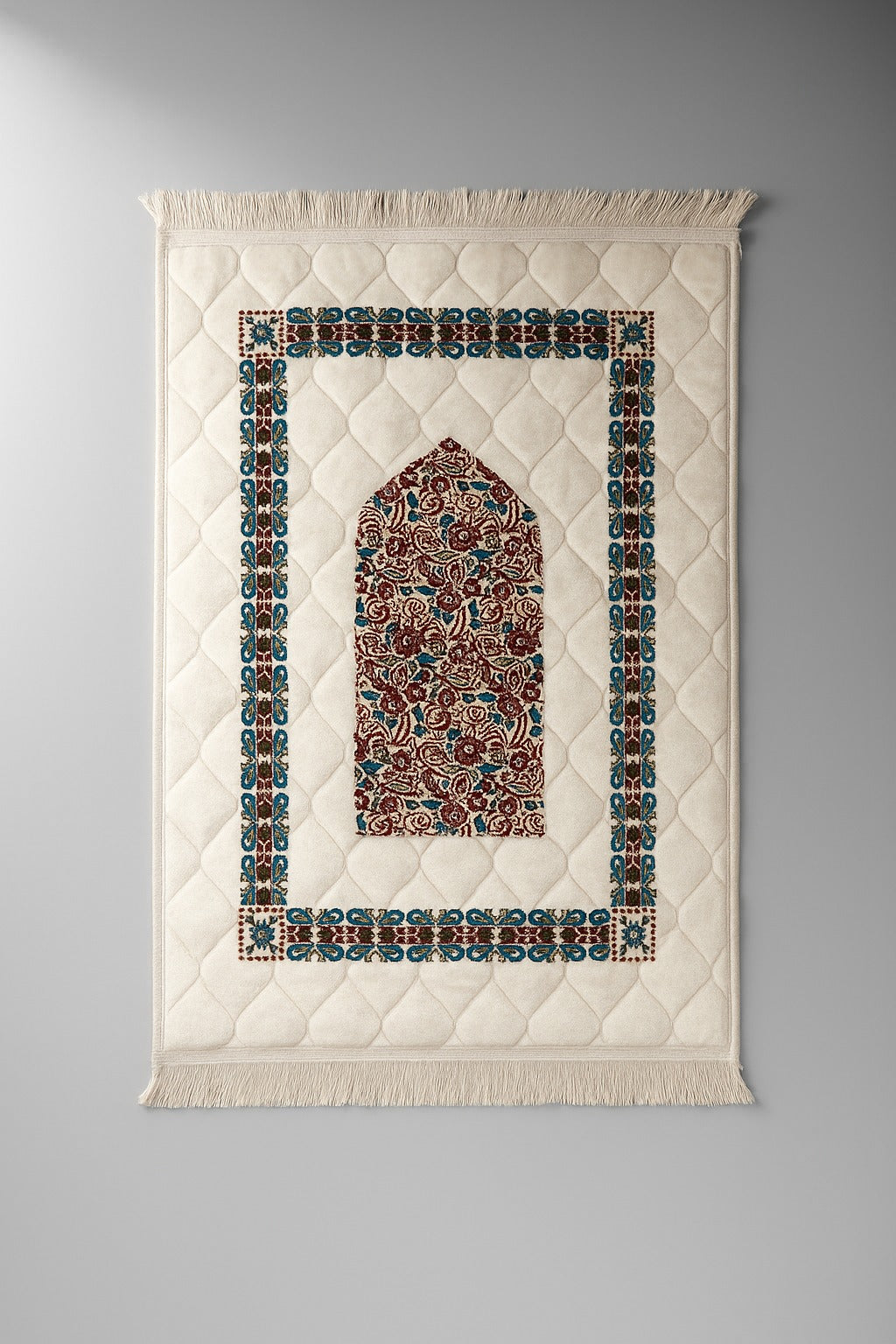 Premium Prayer Mat – Soft Velvet Janamaz with Elegant Floral Design | Sajdah Hub