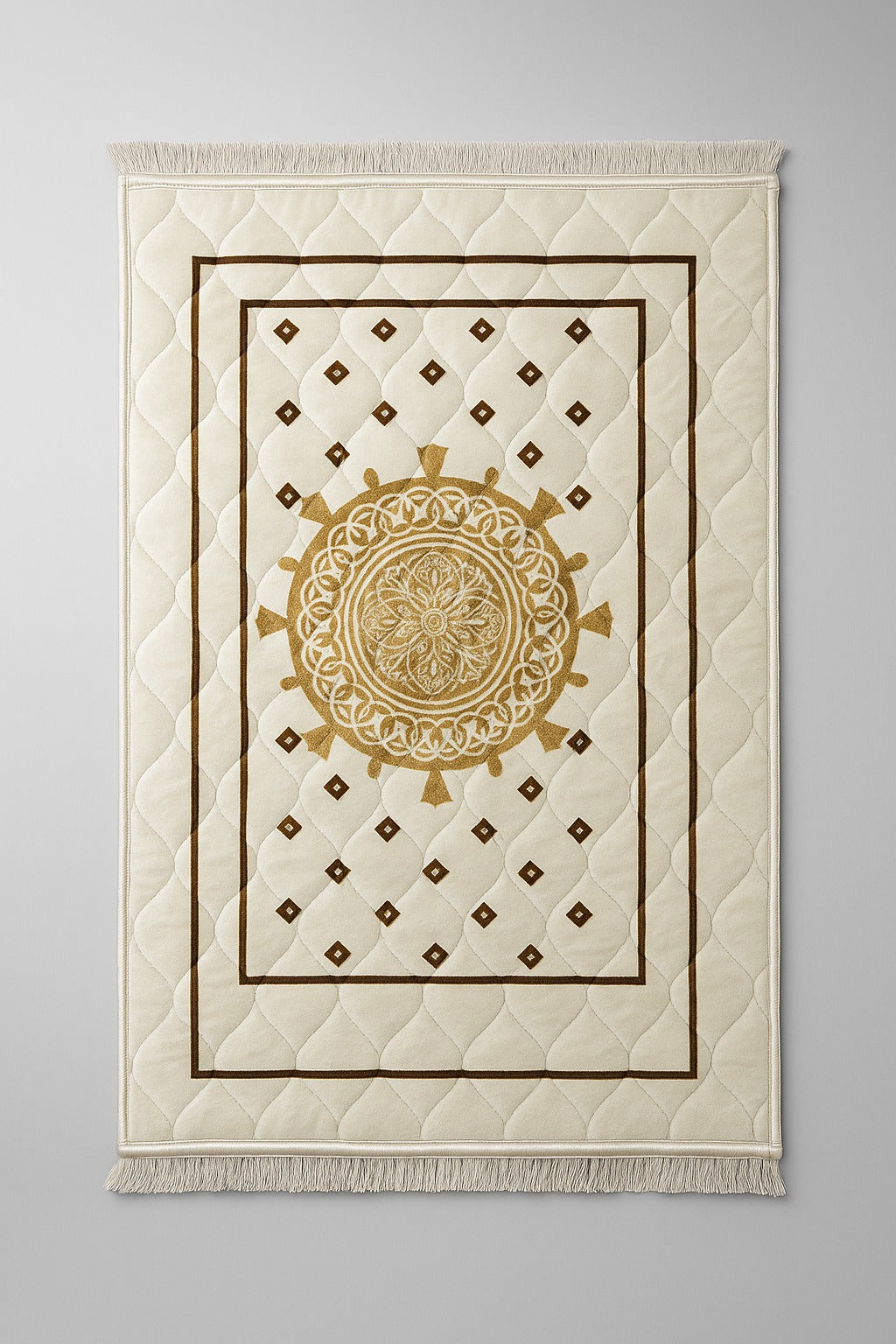 Premium Golden Embroidered Padded Prayer Mat – Velvet Janamaz | Sajdah Hub