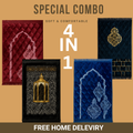 Special Combo – Premium 4-in-1 Velvet Prayer Rug Set | Soft & Comfortable Sajdah